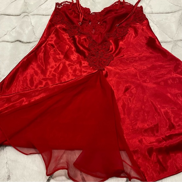 Vintage Gold Tag Victorias Secret Medium Red Sexy Flirty Nightie Lingerie Lace - Picture 5 of 7